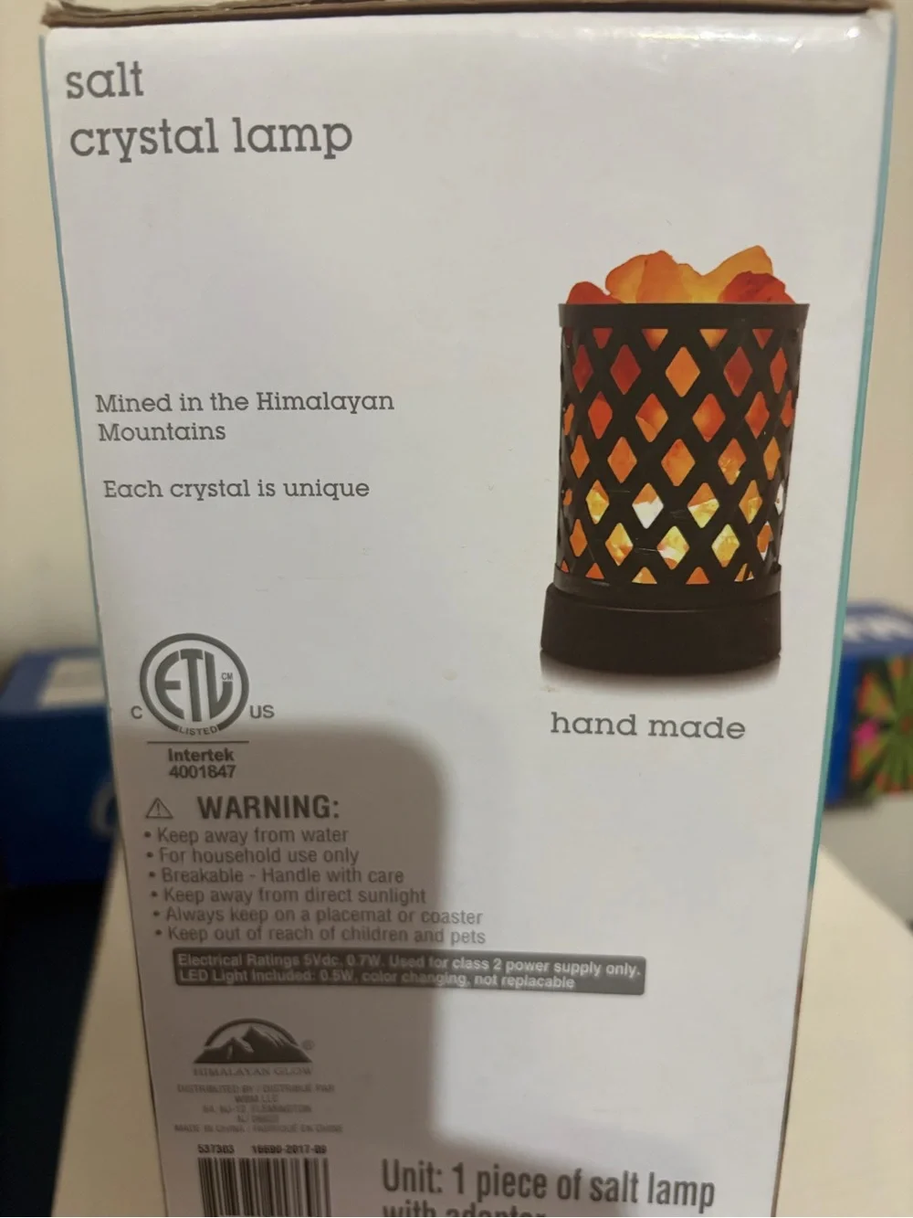 Black Lattice Himalayan Salt Lantern with Multi-Color Glow